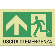 segnaletica autoadesiva fotoluminescente uscita di emergenza prosegui